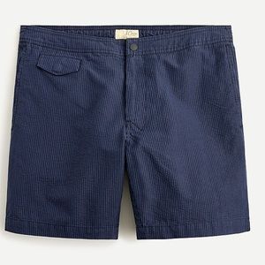 J.Crew 7” Pool Short in Navy/Black Seersucker, 34